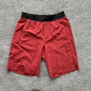 Lululemon Shorts Mens Large Lulu Red Athletic  Performance Gym Flex Waist 32-34